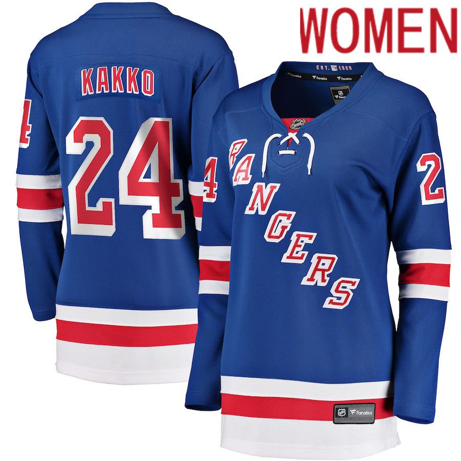 Women New York Rangers 24 Kaapo Kakko Fanatics Branded Blue Replica Player NHL Jersey